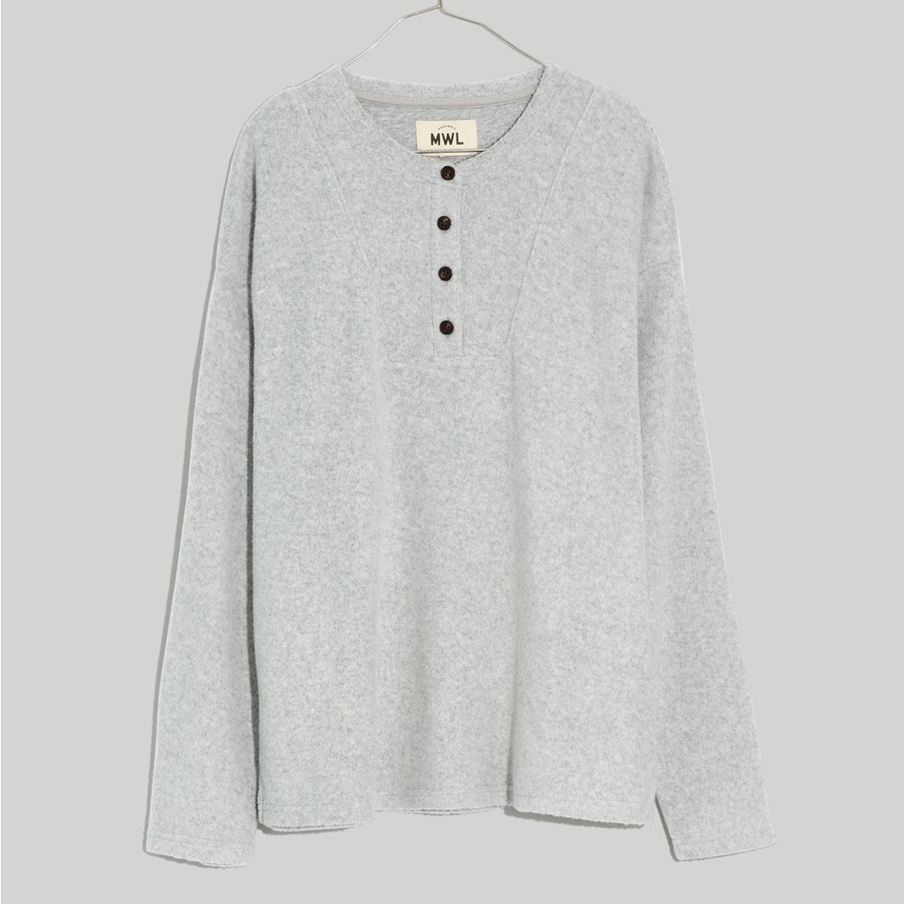 MWT Madewell MWL Cozybrushed Henley Top in Grey, Size L